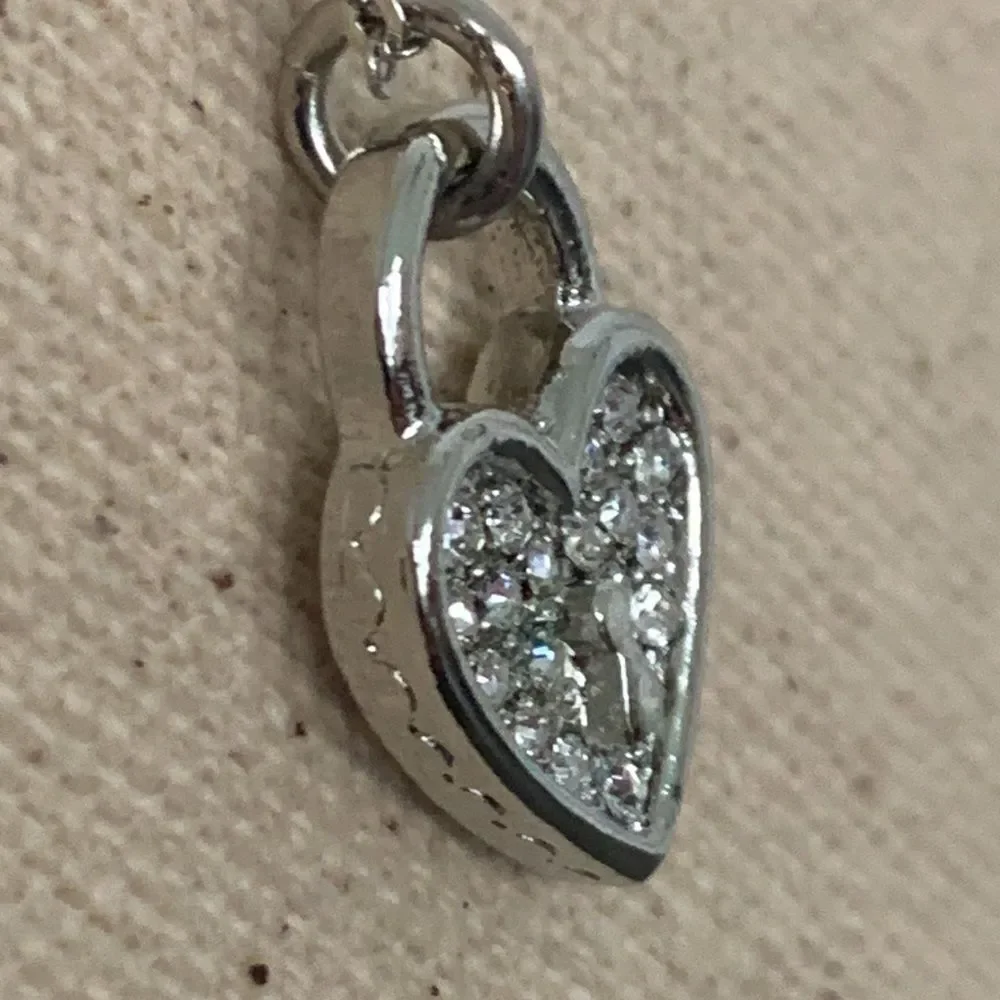 Lock My Heart Silver Tone Padlock Pendant Necklace with Swarovski Crystals